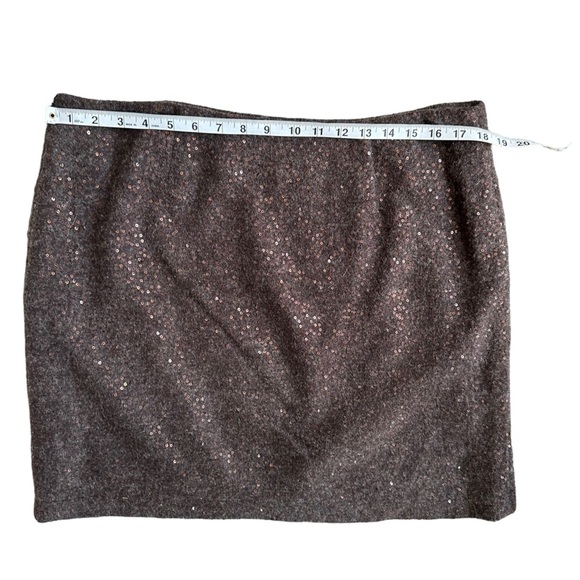 J. Jill‎ Womens Brown Wool Blend Sequin Mini Skirt Size 14 - Picture 7 of 8